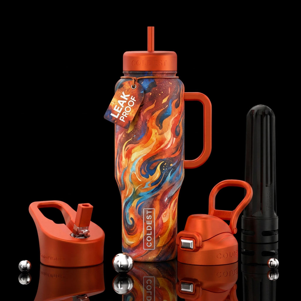 Fiery water bottle design
