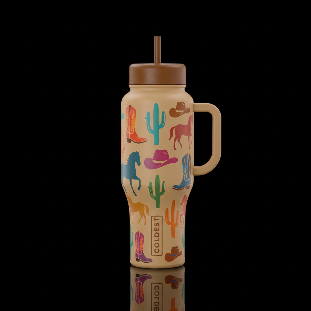 Country cowboy water bottle design