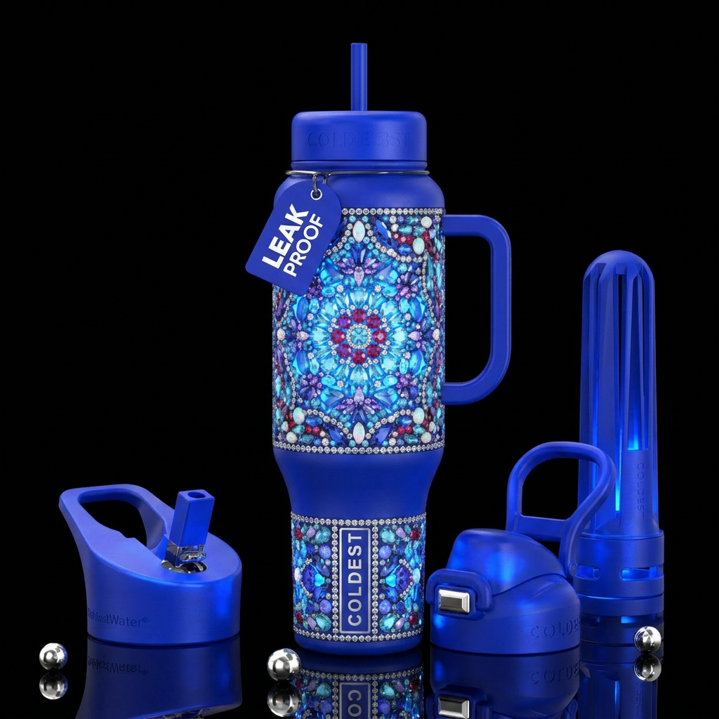 Working, glossy, trompe-l'œil,beautiferous, glowie water bottle design