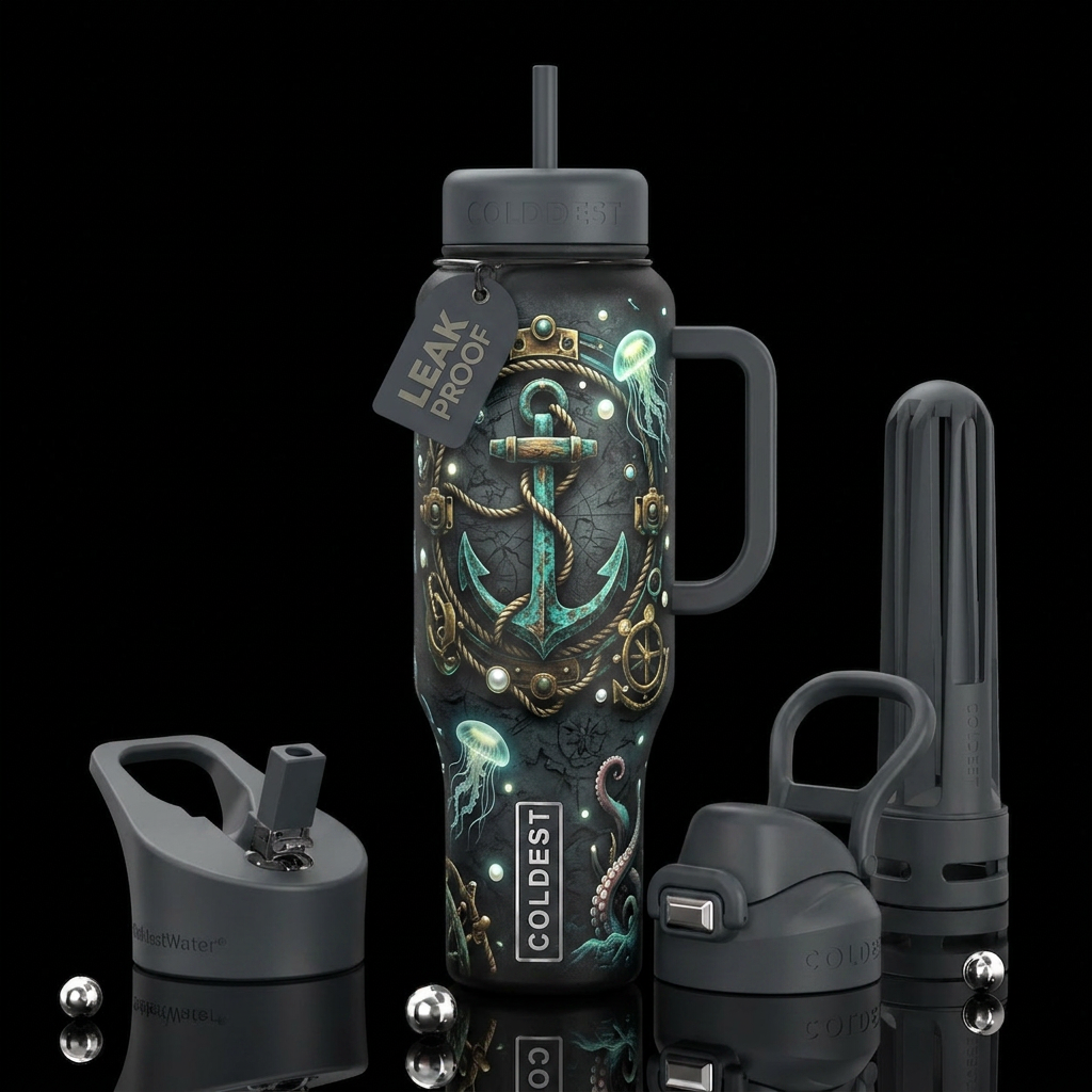 , glossy, trompe-l'œil,beautiferous, glowie, graph... water bottle design