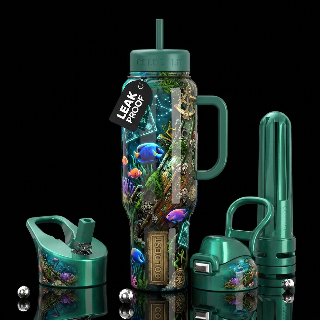 , glossy, trompe-l'œil,beautiferous, glowie, , nau... water bottle design