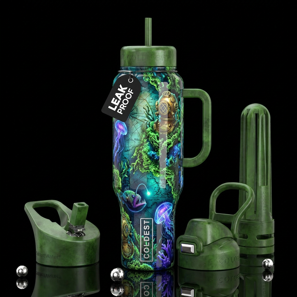 , glossy, trompe-l'œil,beautiferous, glowie, , nau... water bottle design