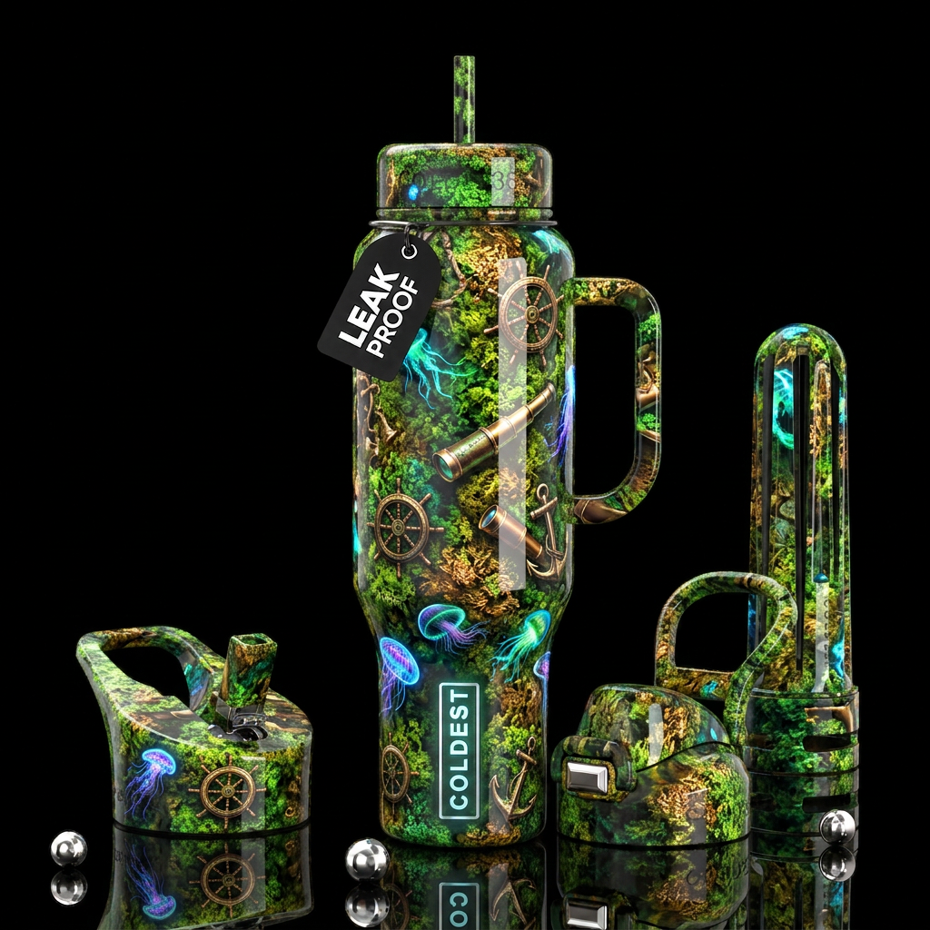 , glossy, trompe-l'œil,beautiferous, glowie, , nau... water bottle design