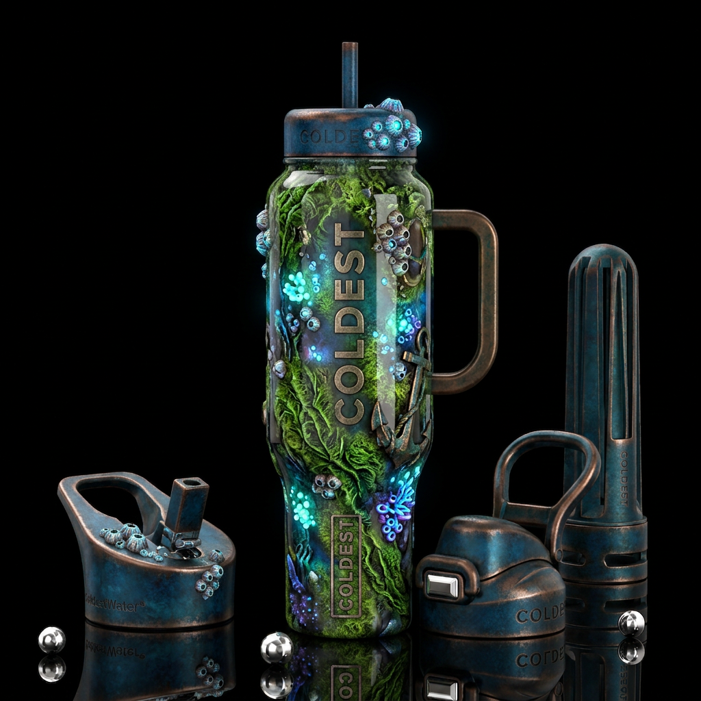 , glossy, trompe-l'œil,beautiferous, glowie, , nau... water bottle design