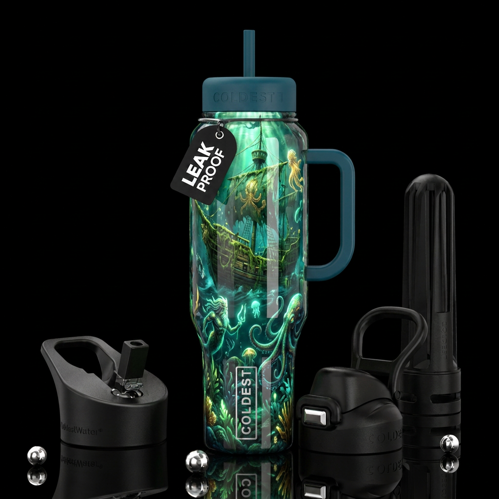 , glossy, trompe-l'œil,beautiferous, glowie, , nau... water bottle design