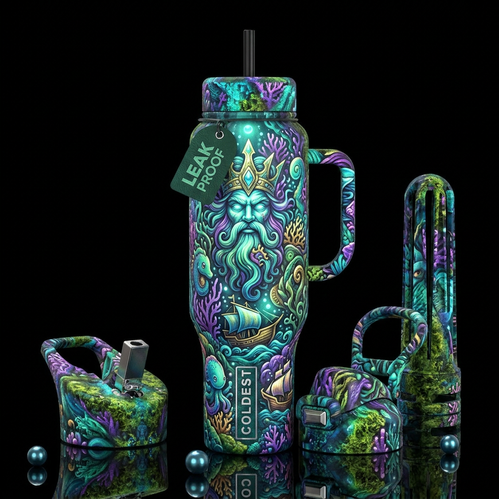 , glossy, trompe-l'œil,beautiferous, glowie, , nau... water bottle design