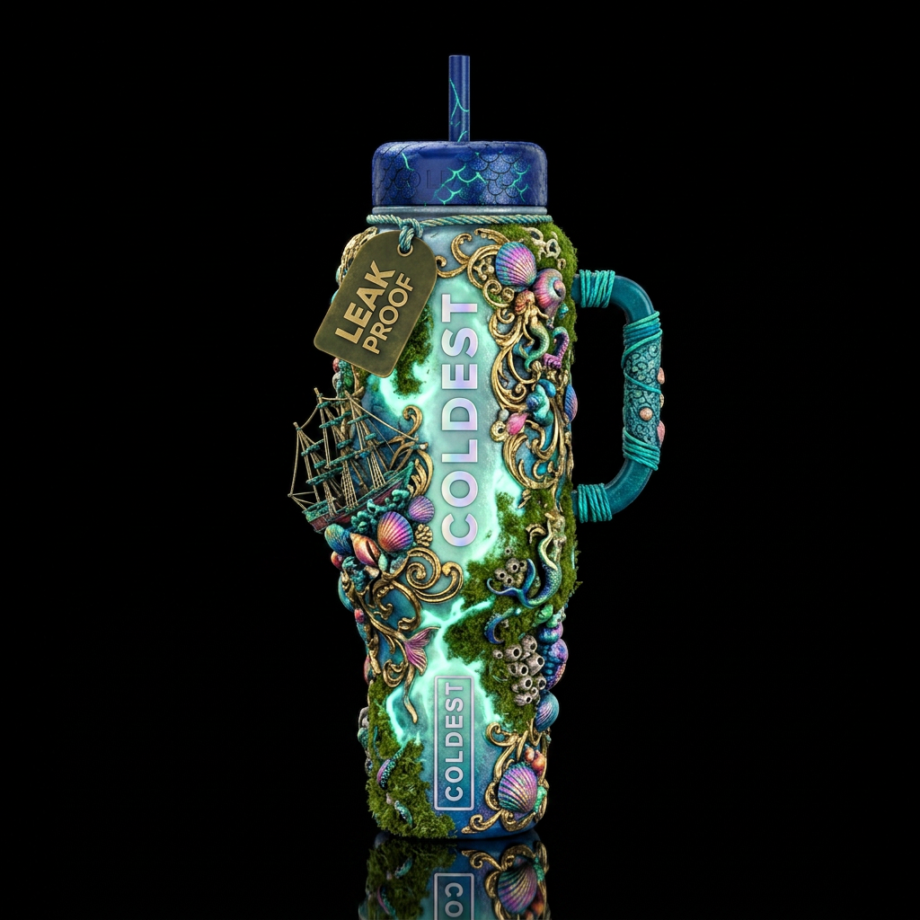 , glossy, trompe-l'œil,beautiferous, glowie, , nau... water bottle design