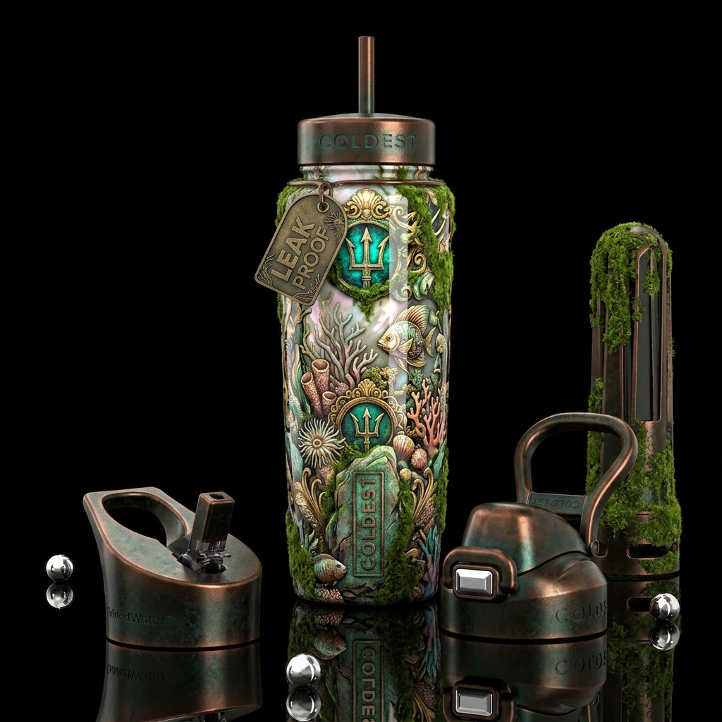 , glossy, trompe-l'œil,beautiferous, glowie, , nau... water bottle design