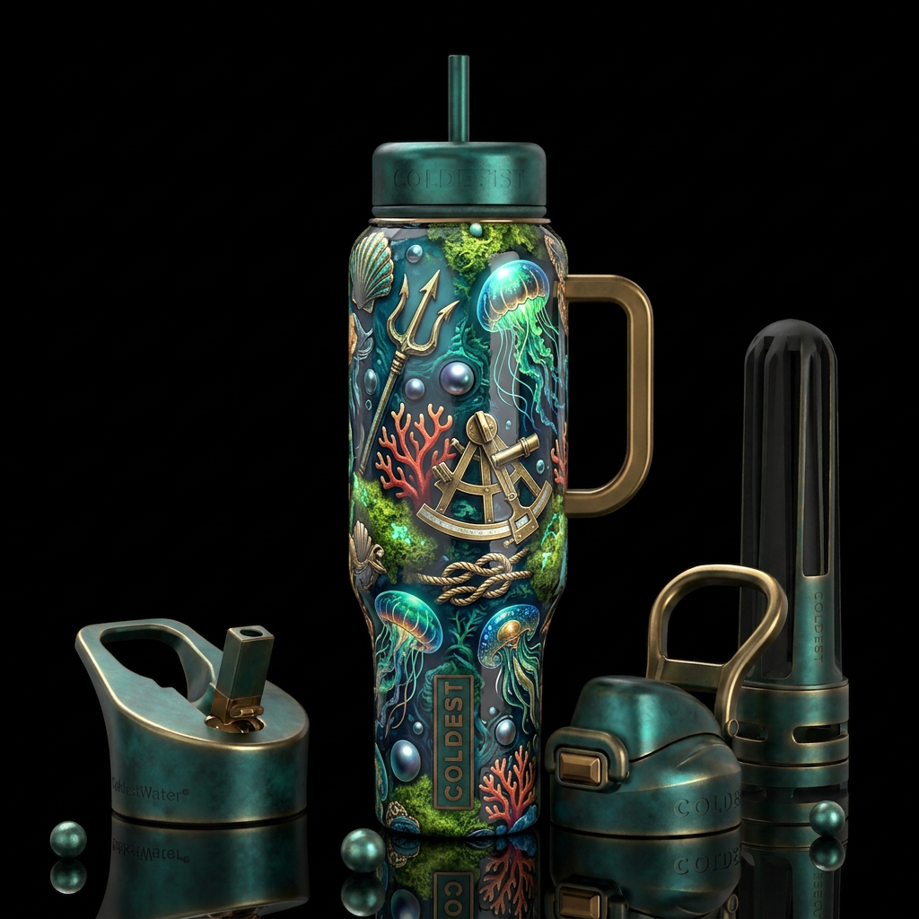 , glossy, trompe-l'œil,beautiferous, glowie, , nau... water bottle design