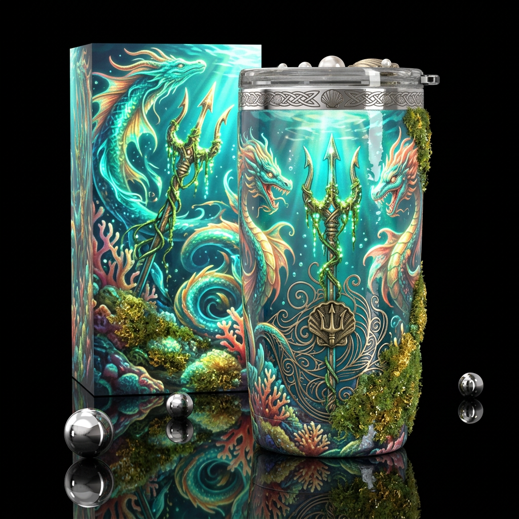 , glossy, trompe-l'œil,beautiferous, glowie, , nau... water bottle design