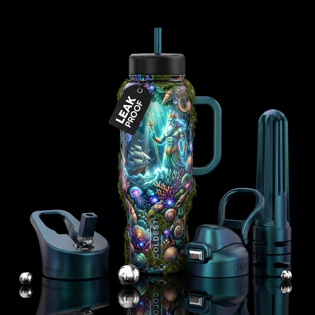 , glossy, trompe-l'œil,beautiferous, glowie, , nau... water bottle design
