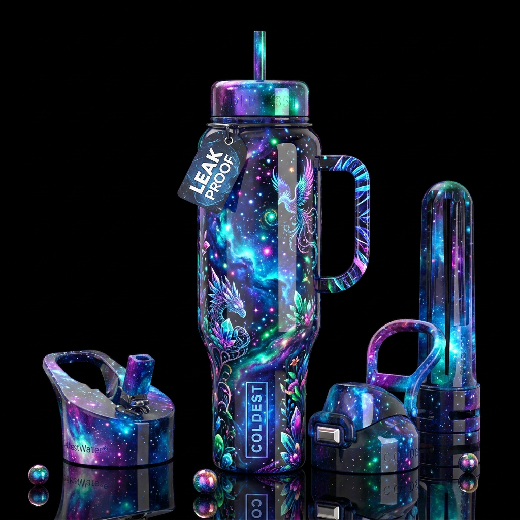 Crazy,glossy, trompe-l'œil, glowie, beautiferous, ... water bottle design