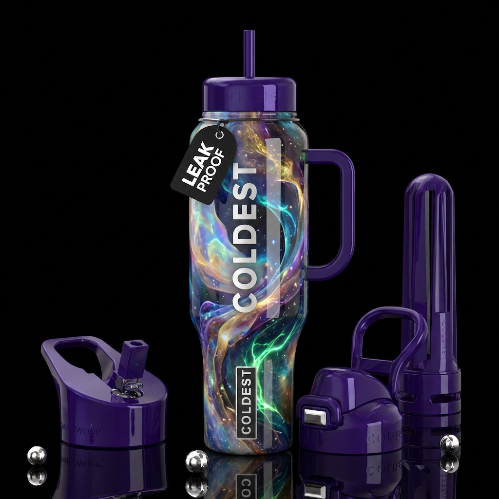 Insane fantasy swirls glass like,glossy, trompe-l'... water bottle design