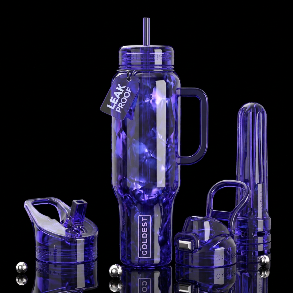 Insane iolite fantasy glass like,glossy, trompe-l'... water bottle design