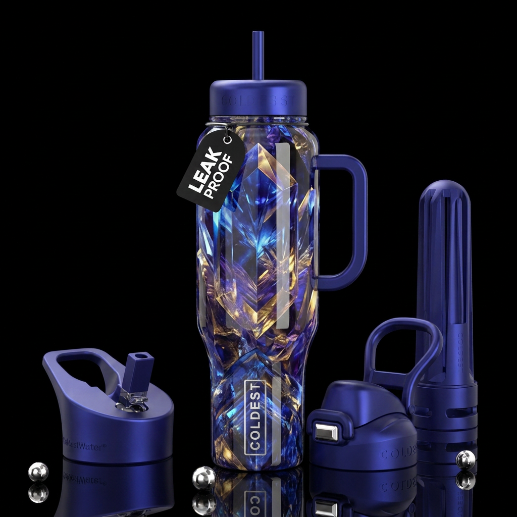 Insane iolite fantasy glass like,glossy, trompe-l'... water bottle design