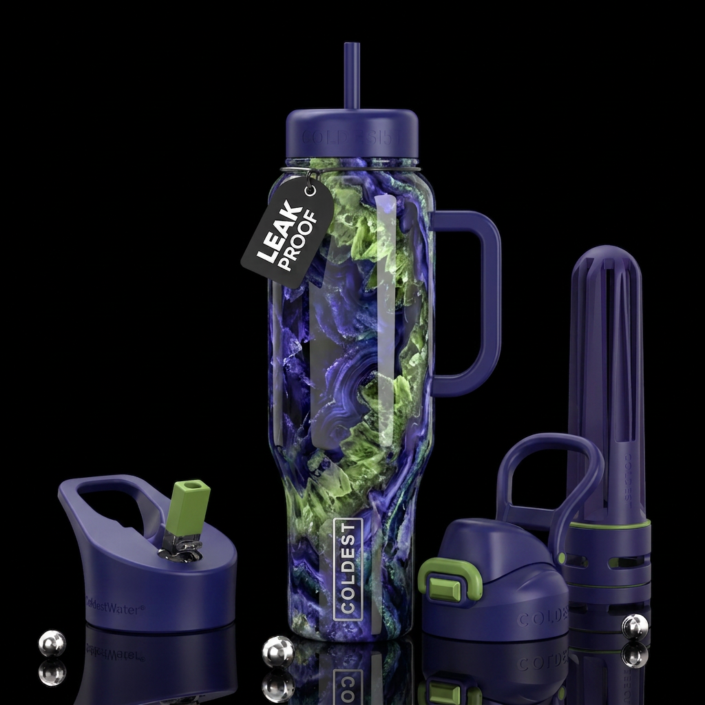 iolite peridot tanzanite fantasy ,glossy, trompe-l... water bottle design