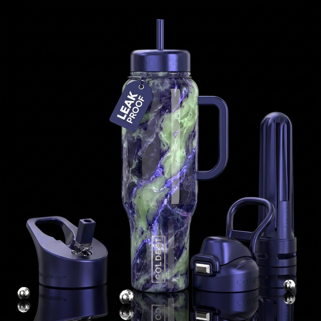 iolite prehnite tanzanite marbled,glossy, trompe-l... water bottle design