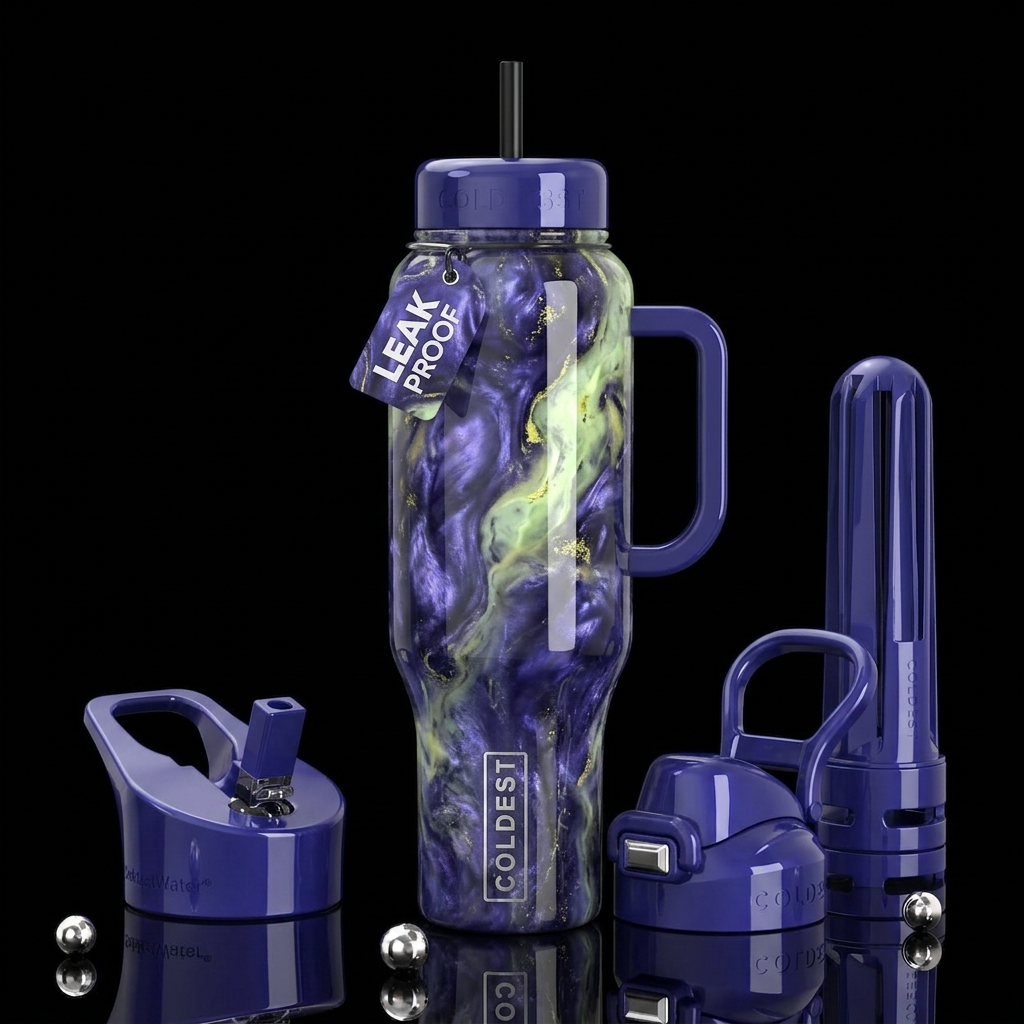 iolite prehnite tansy marbled,glossy, trompe-l'œil... water bottle design