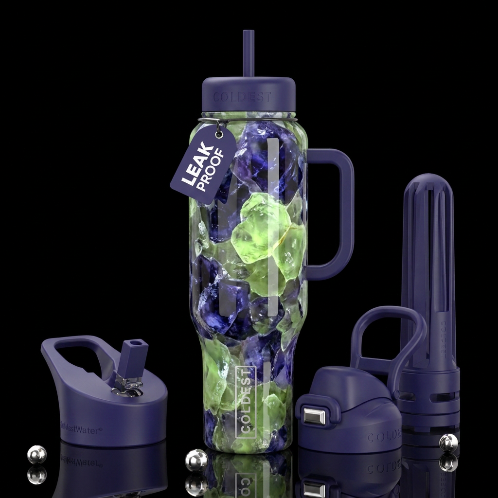 iolite prehnite  ,glossy, trompe-l'œil, glowie, be... water bottle design