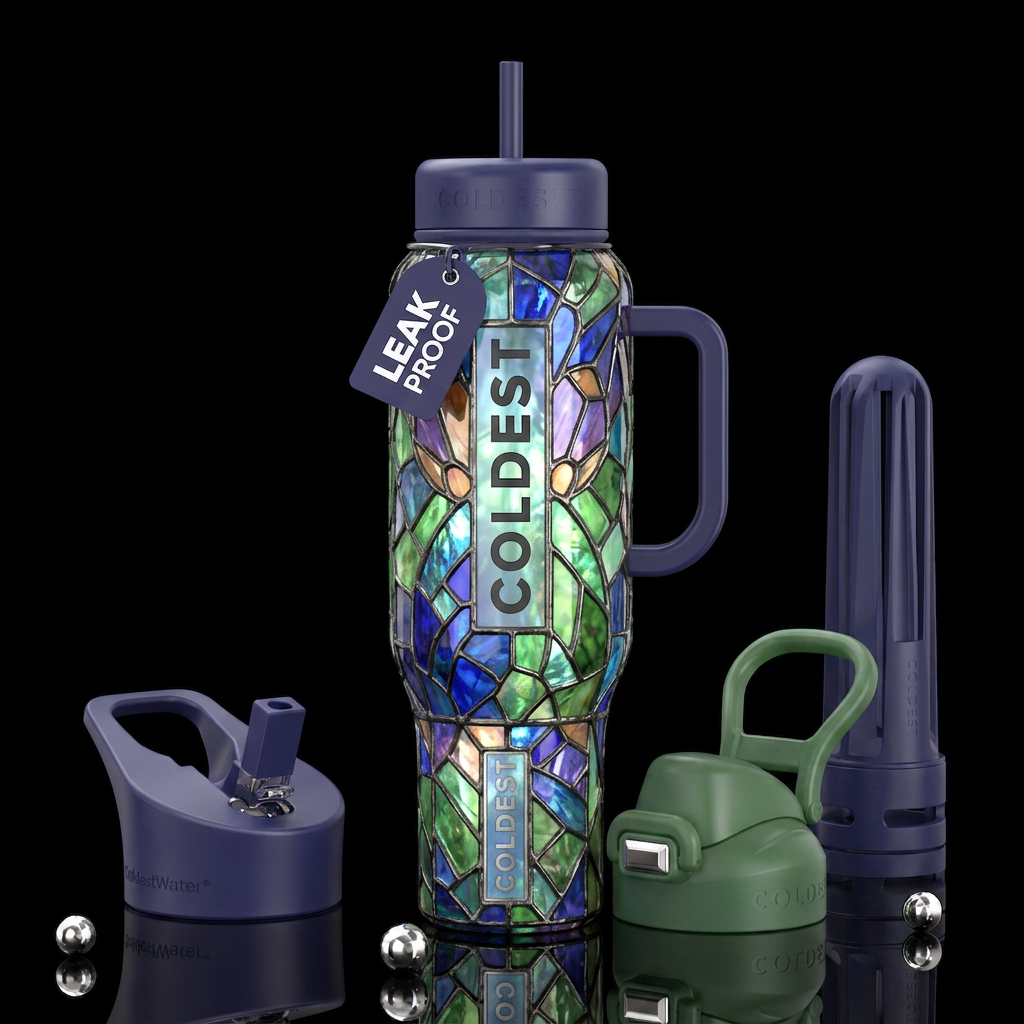 iolite prehnite Tiffanylampinspiredglass,glossy, t... water bottle design