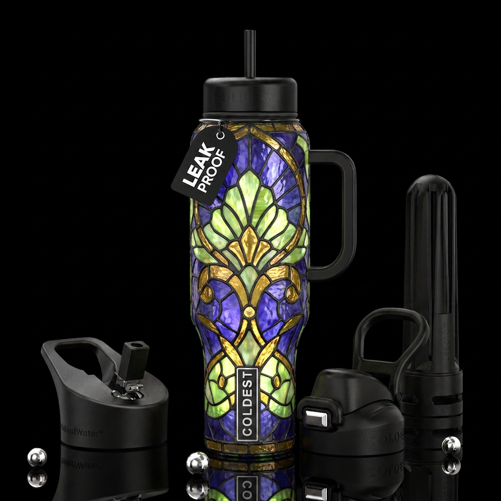 iolite prehnite Tiffanylampinspiredglass,glossy, t... water bottle design
