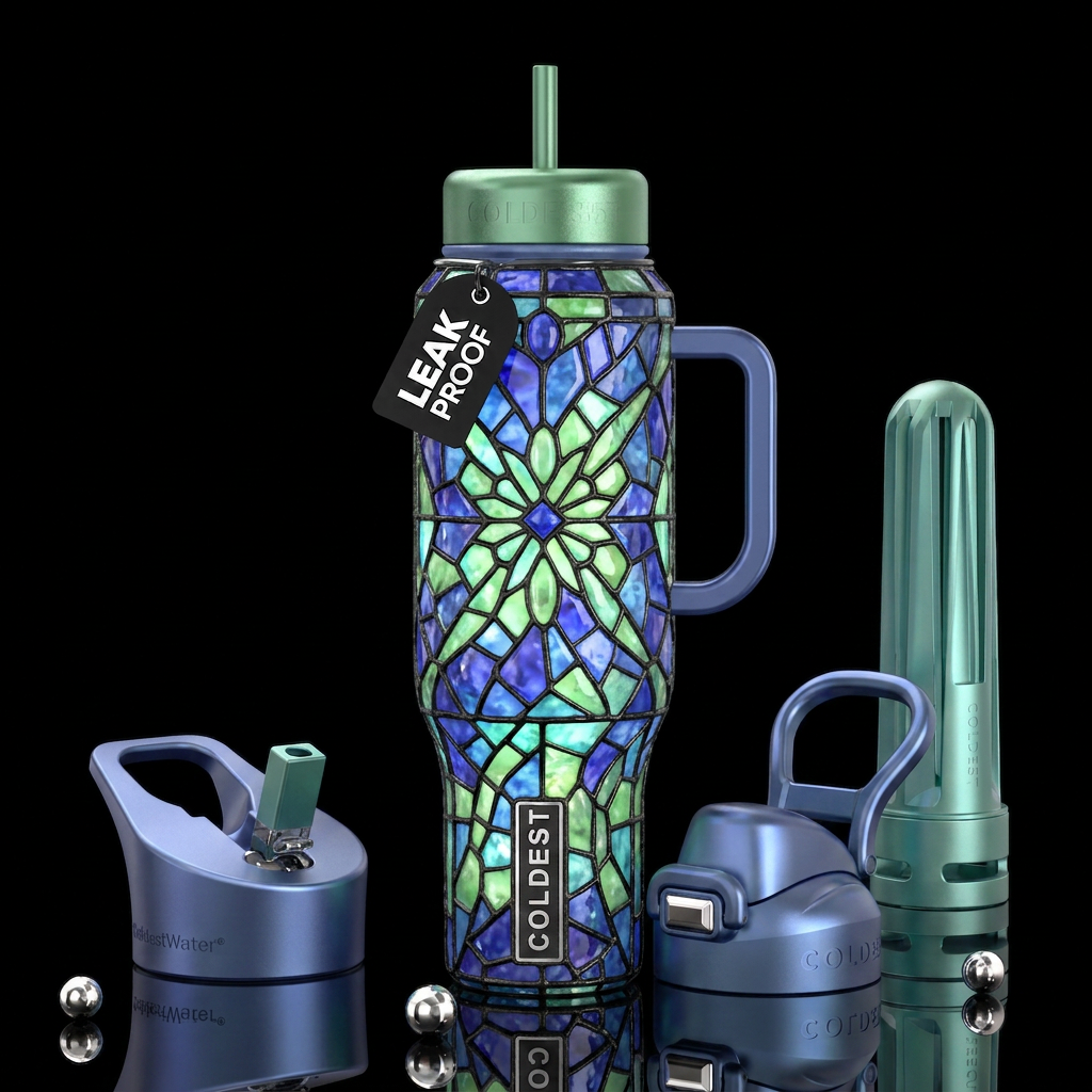 iolite prehnite Tiffany lamp inspired glass,glossy... water bottle design