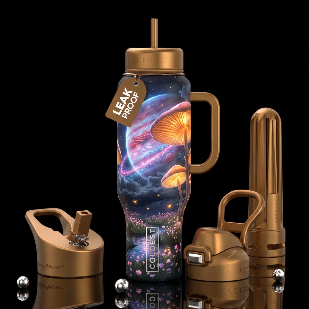 seamless wrap-around design for a tumbler featurin... water bottle design