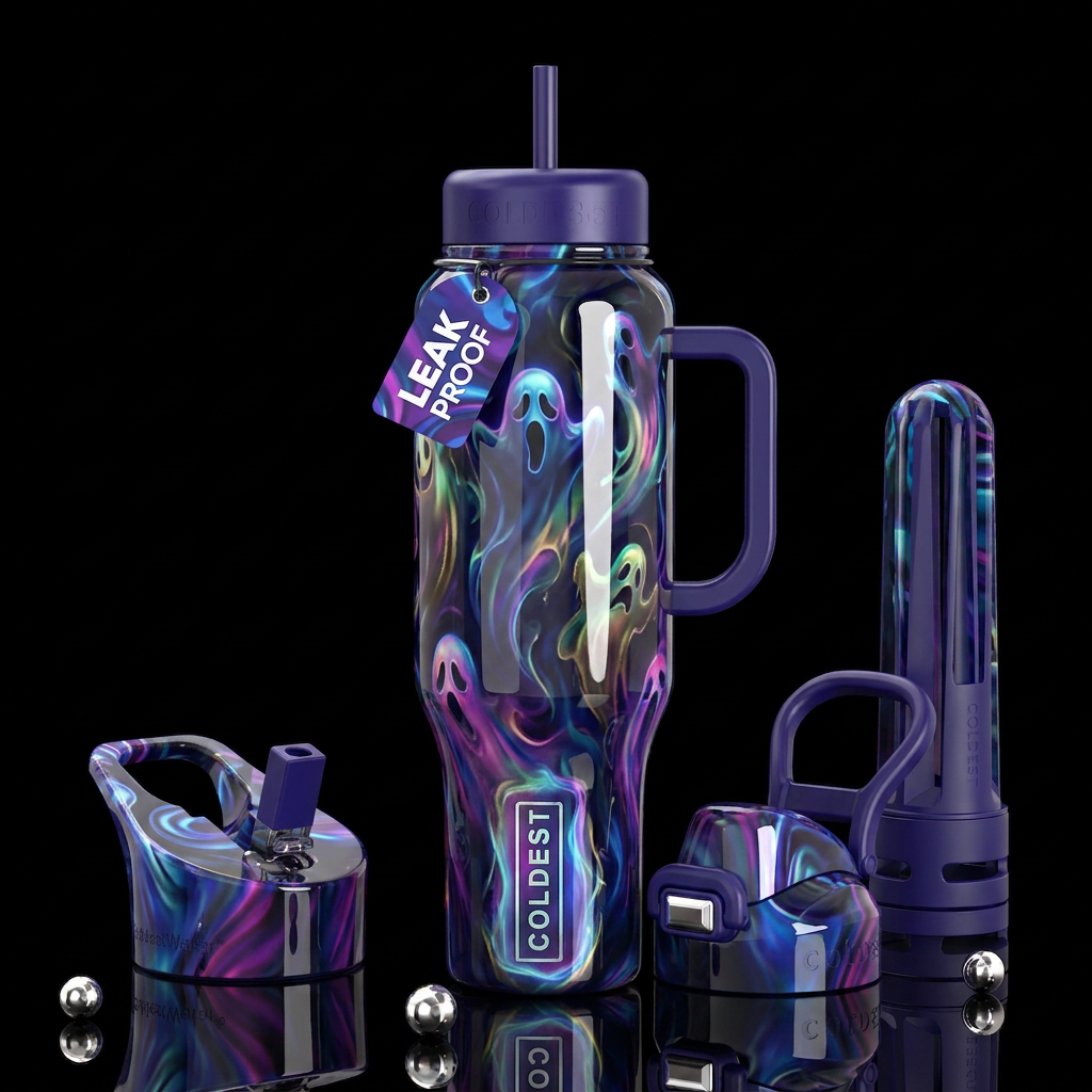 Ghost Ghost, glossy, trompe-l'œil, beautiferous water bottle design