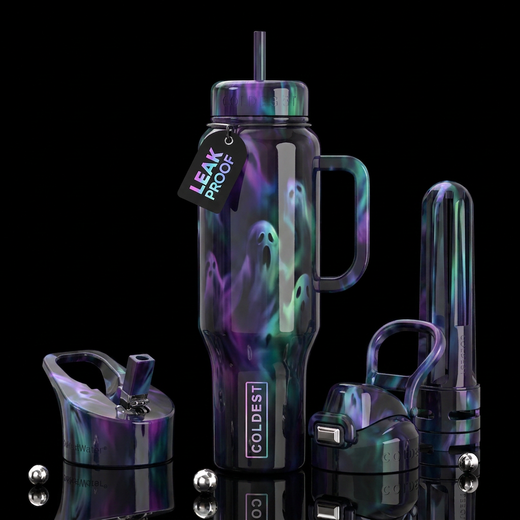 Aurora Ghost Ghost, glossy, trompe-l'œil, beautife... water bottle design