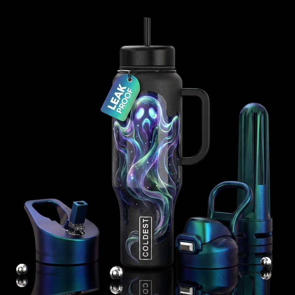 Aurora beta Ghost Ghost, glossy, trompe-l'œil, bea... water bottle design