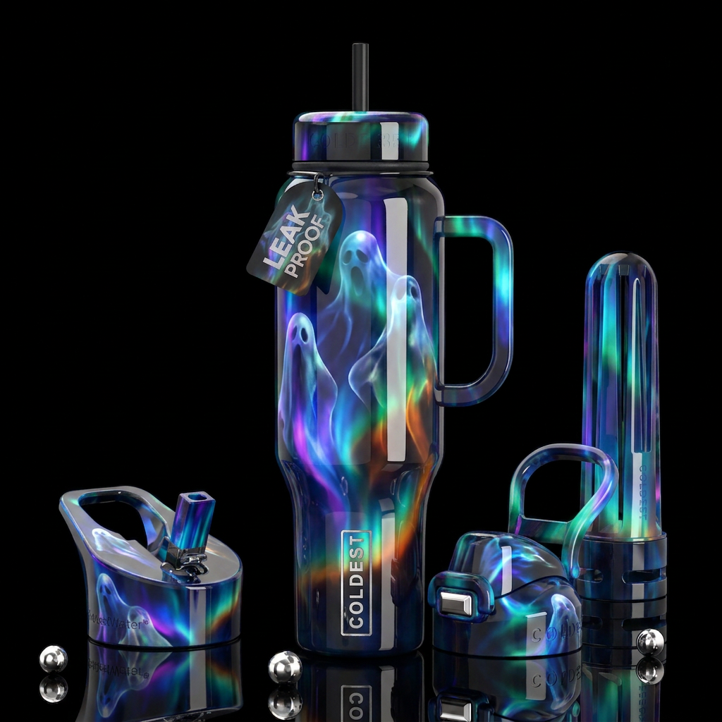 Aurora beta Ghost Ghost, glossy, trompe-l'œil, bea... water bottle design