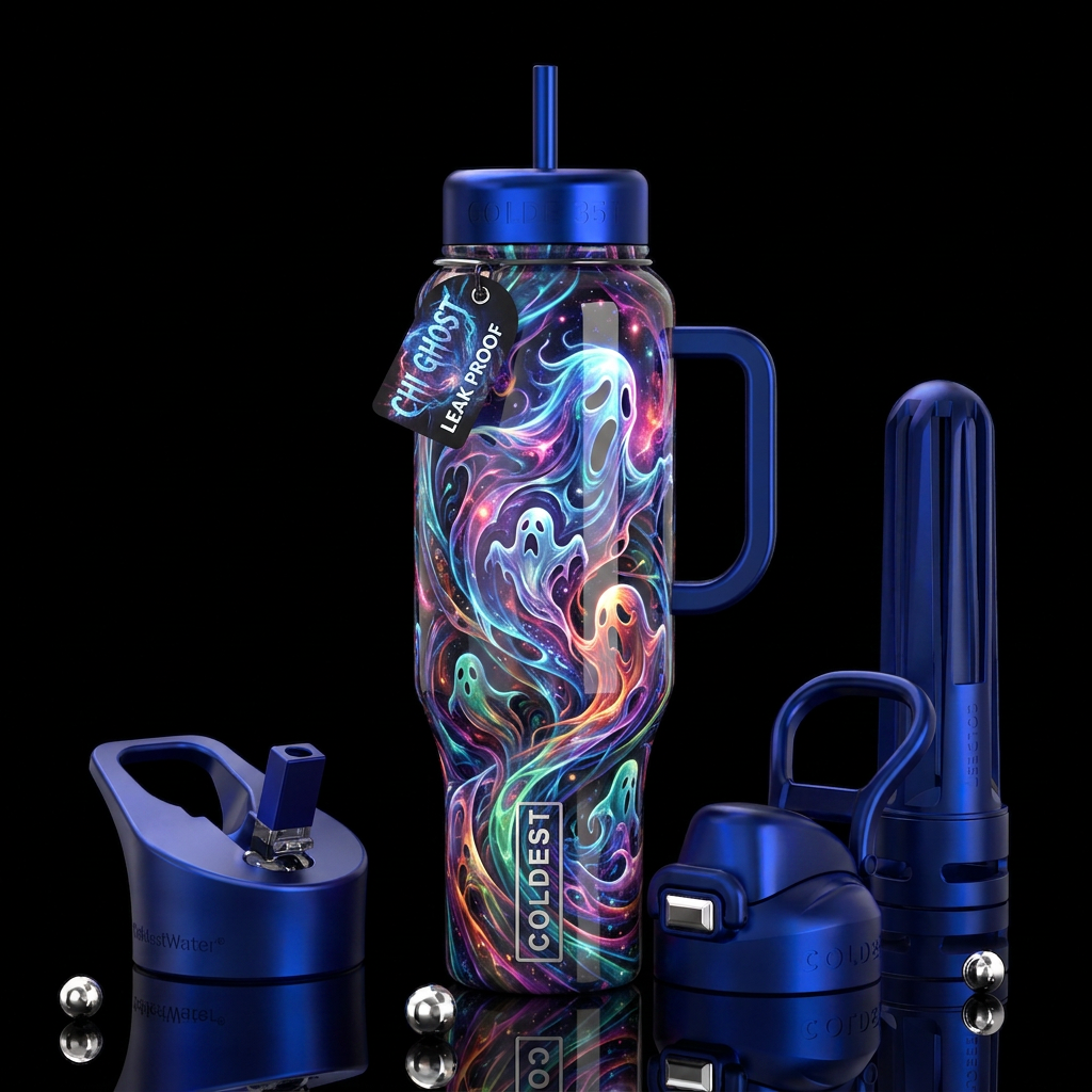 Chi Ghost Ghost, glossy, trompe-l'œil, beautiferou... water bottle design