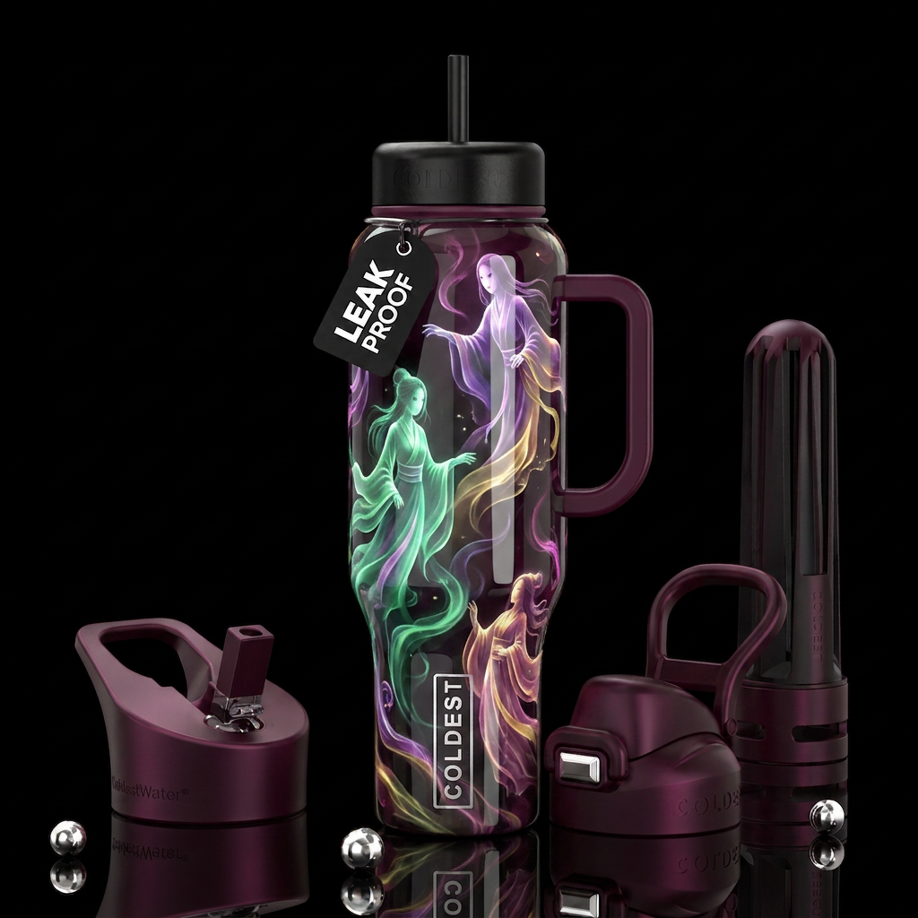 Chi Ghost Ghost, glossy, trompe-l'œil, beautiferou... water bottle design
