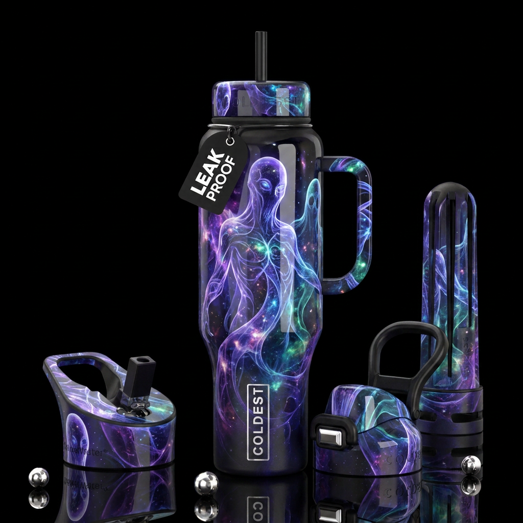 Zeta Ghost Ghost, glossy, trompe-l'œil, beautifero... water bottle design