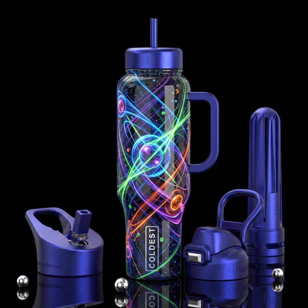 Neutrino, glossy, trompe-l'œil,beautiferous water bottle design