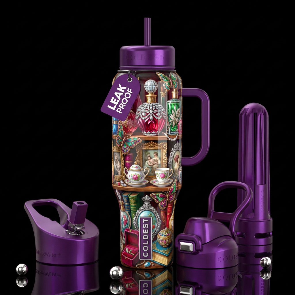 Gift shop, glossy, trompe-l'œil,beautiferous water bottle design