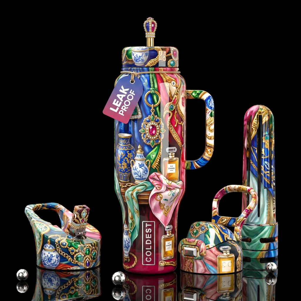 Gift shop, glossy, trompe-l'œil,beautiferous water bottle design
