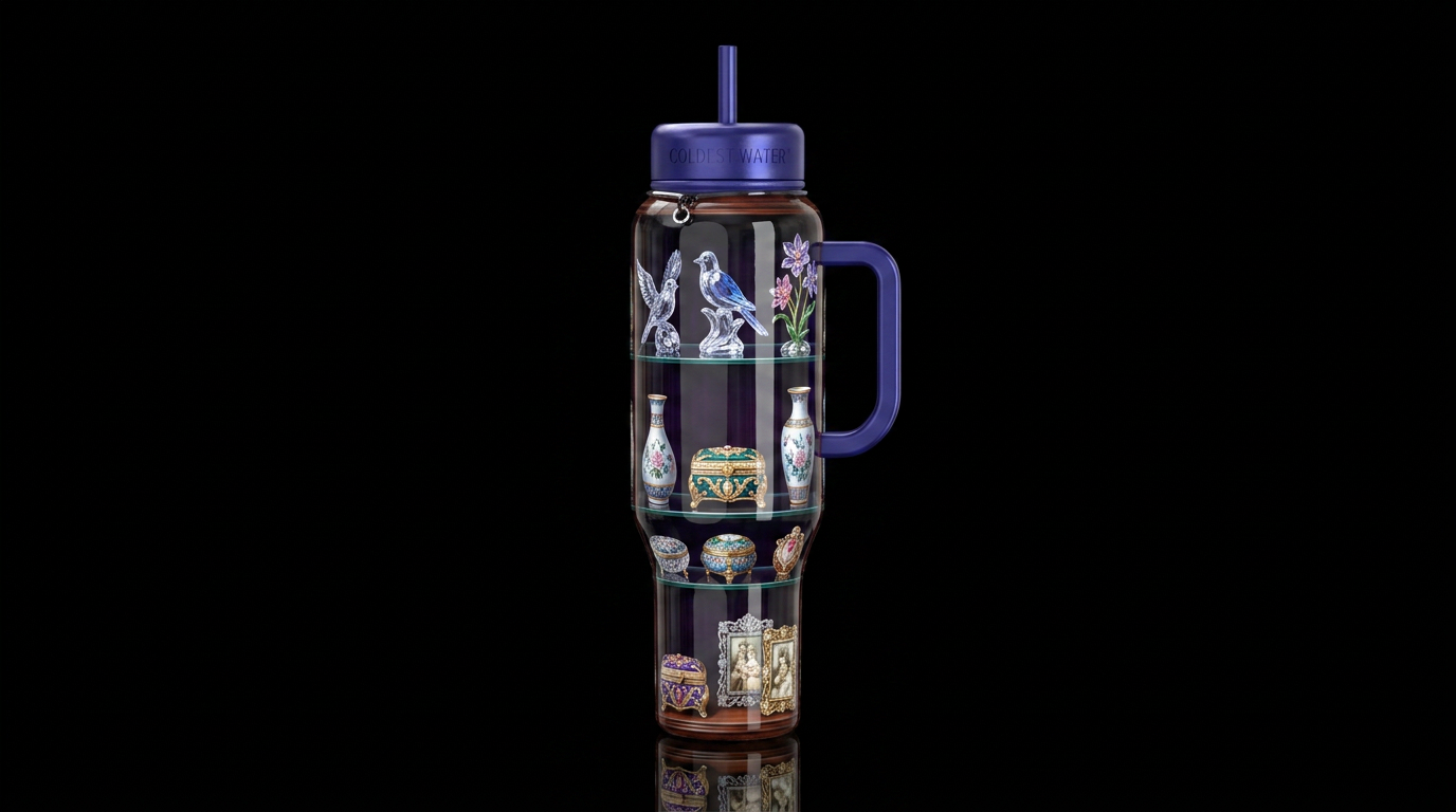 Gift shop, glossy, trompe-l'œil,beautiferous water bottle design