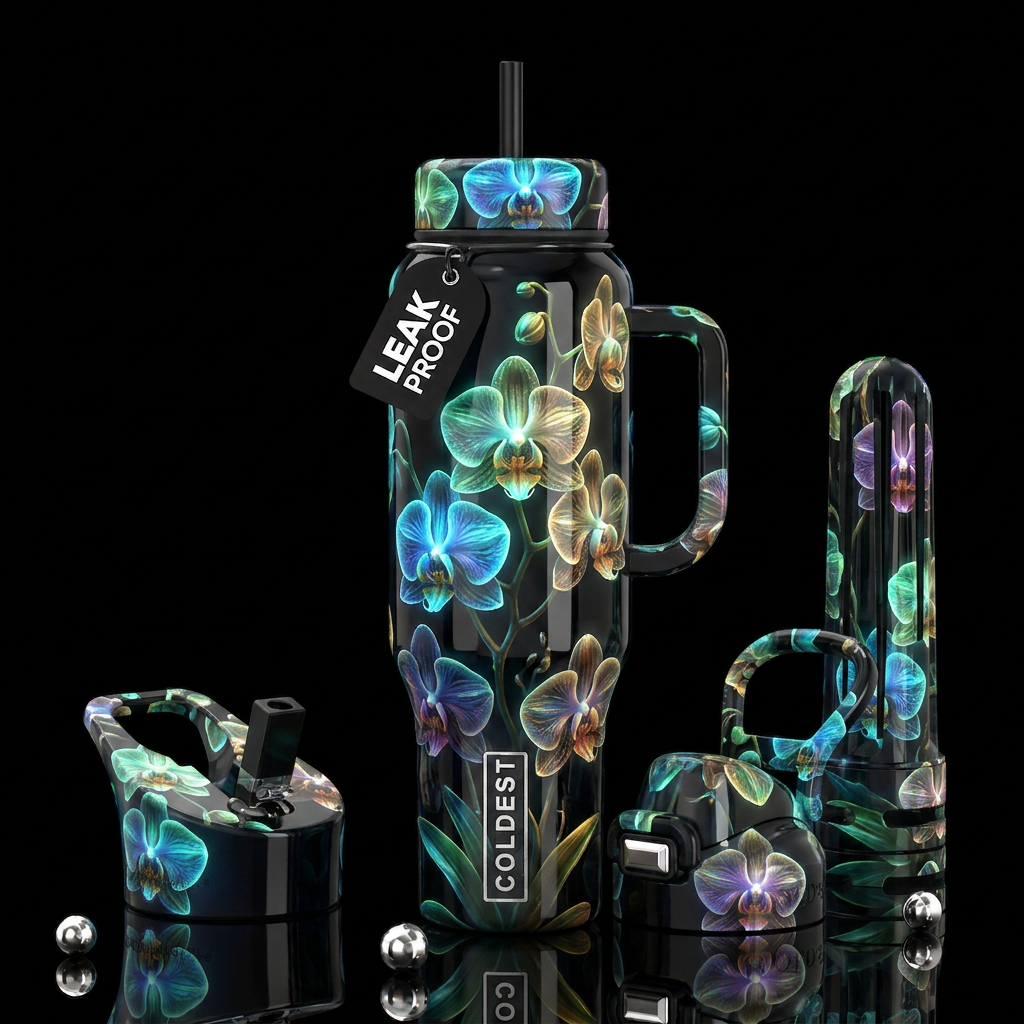 Ghost Orchids Orchids, glossy, trompe-l'œil, beaut... water bottle design