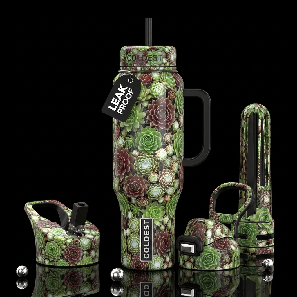Hen hen and chicks,glossy, trompe-l'œil, beautifer... water bottle design