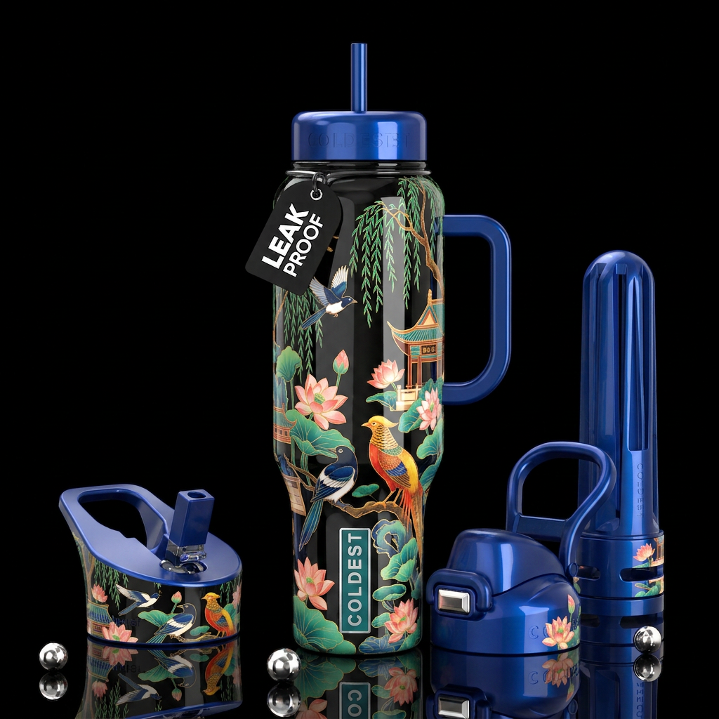 Fuzho,glossy, trompe-l'œil, beautiferous water bottle design