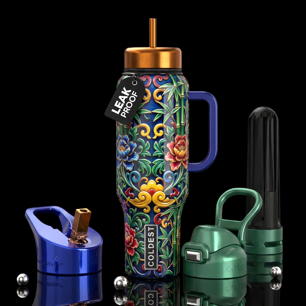 Fuzho,glossy, trompe-l'œil, beautiferous water bottle design