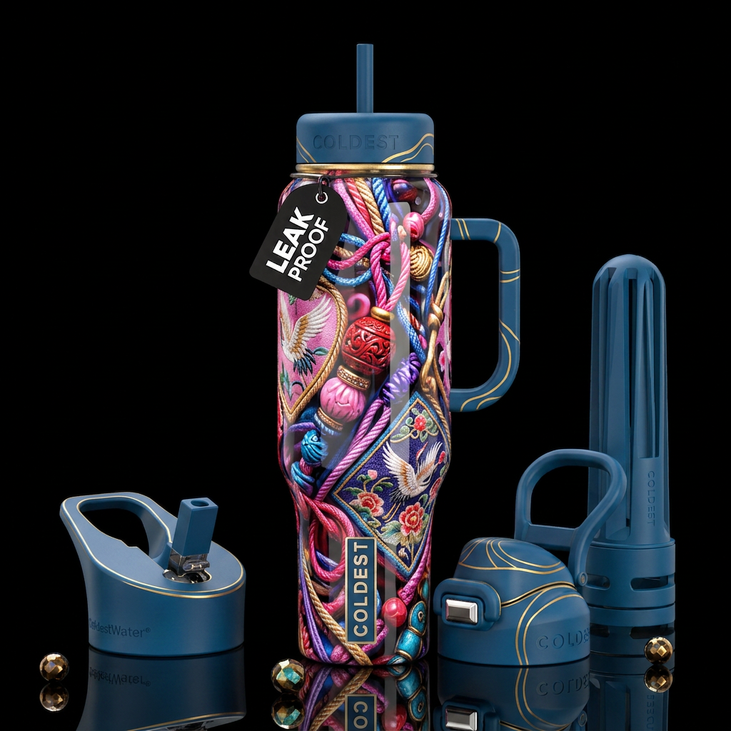 Fuzho,glossy, trompe-l'œil, beautiferous water bottle design
