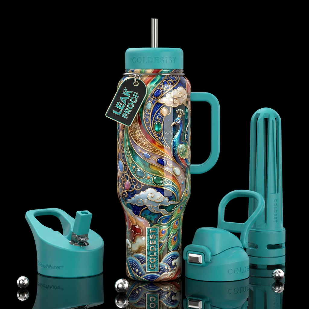 Fuzho,glossy, trompe-l'œil, beautiferous water bottle design