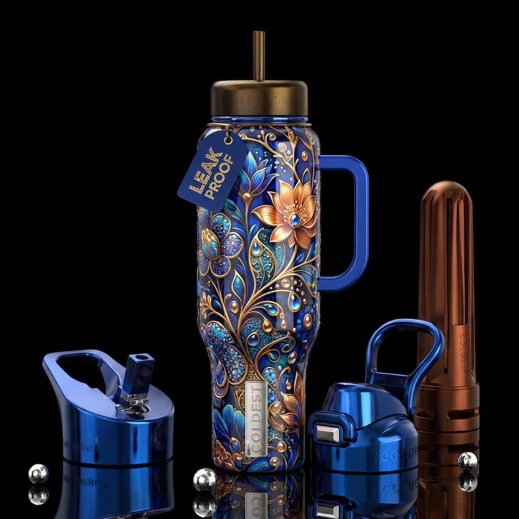 Fuzho,glossy, trompe-l'œil, beautiferous water bottle design