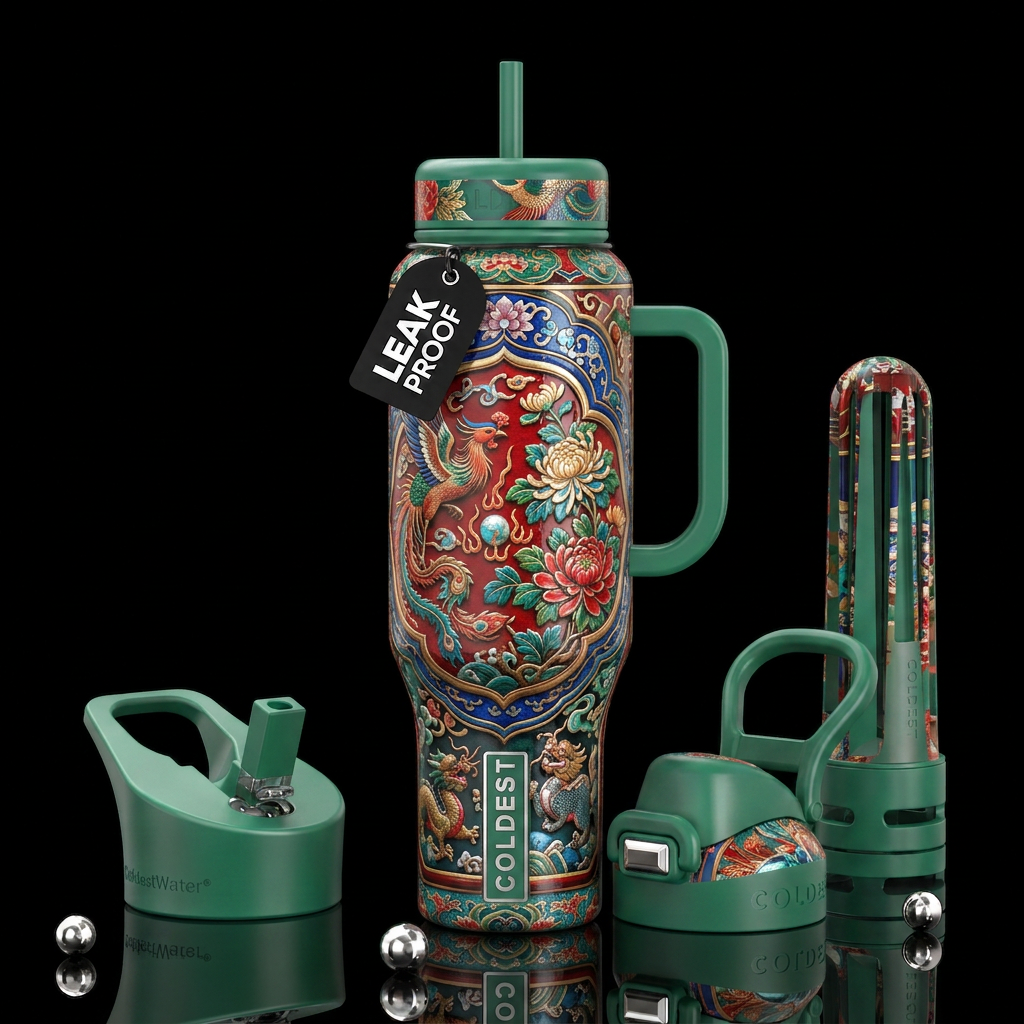 Fuzho art,glossy, trompe-l'œil, beautiferous water bottle design