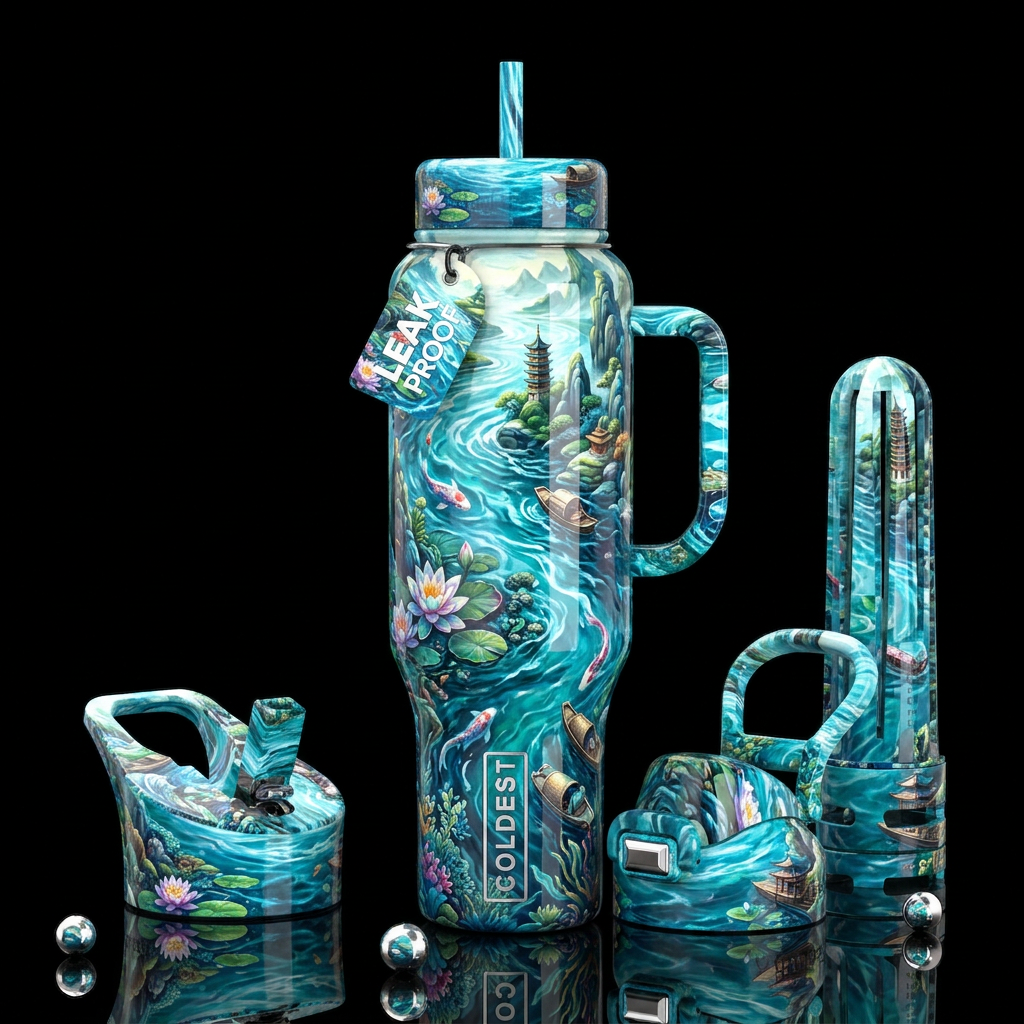 Fuzho water,glossy, trompe-l'œil, beautiferous water bottle design