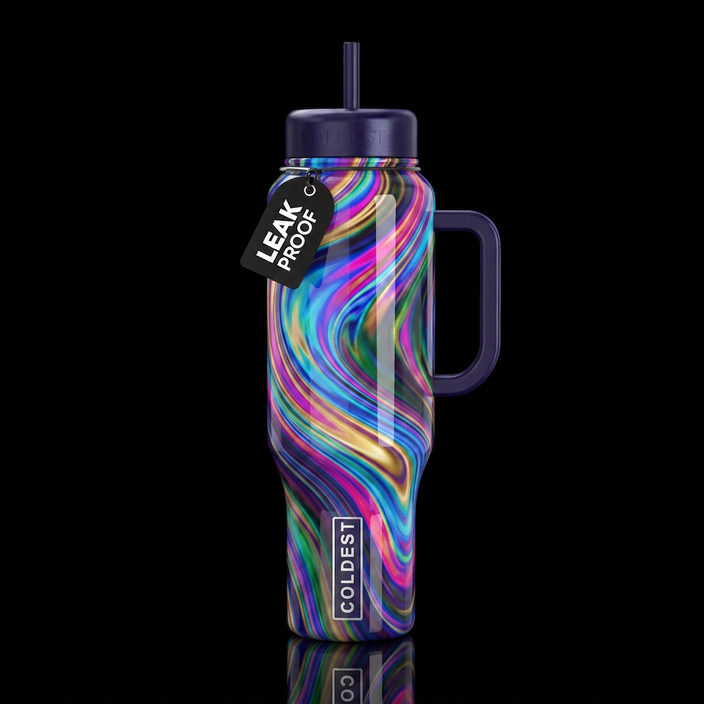 , glossy, trompe-l'œil, beautiferous, , dreamy, fl... water bottle design