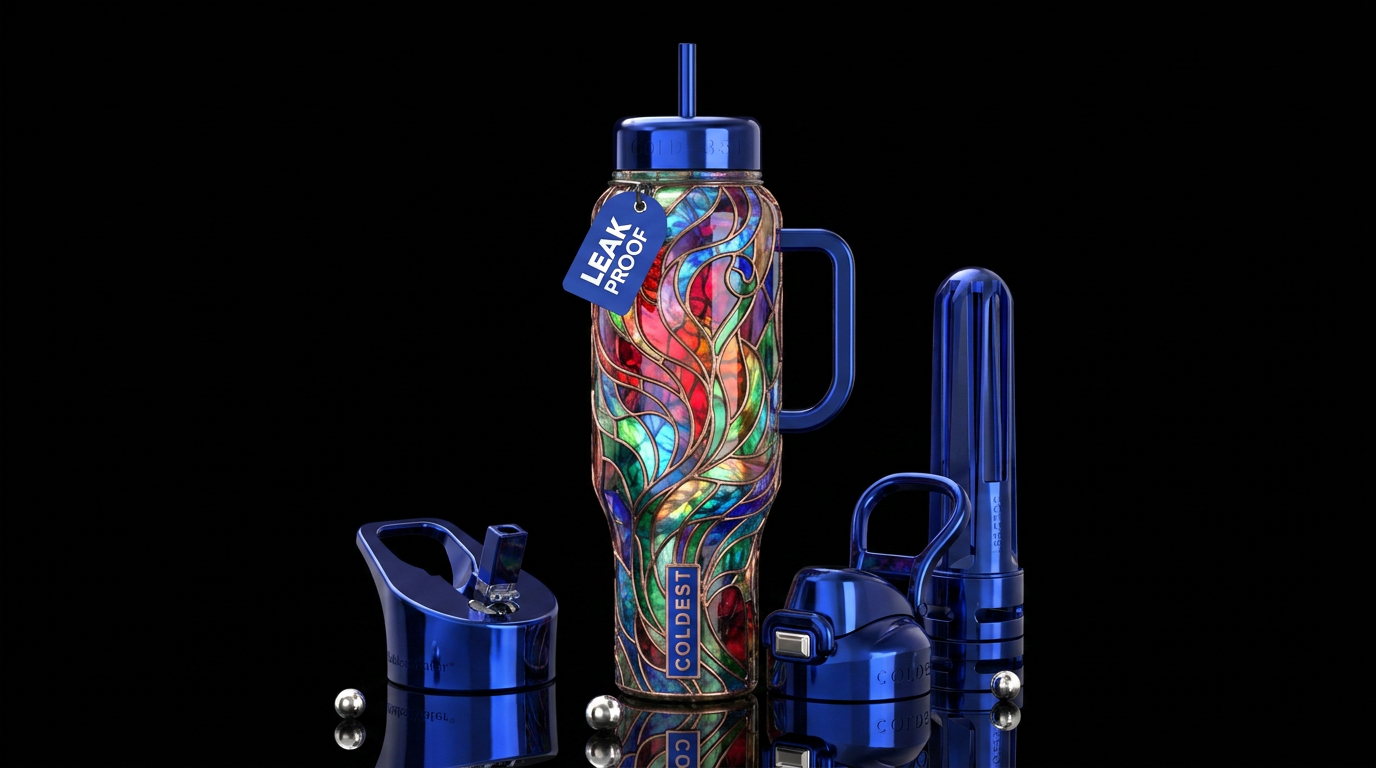 , glossy, trompe-l'œil, beautiferous, , dreamy, fl... water bottle design