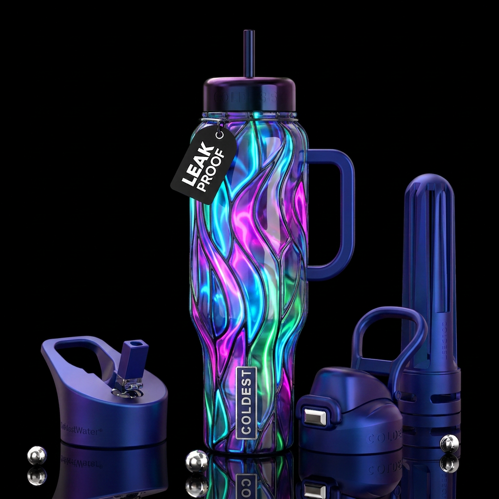 , glossy, trompe-l'œil, beautiferous, , dreamy,neo... water bottle design
